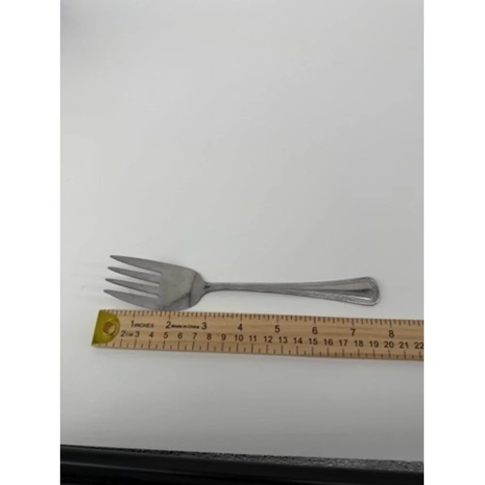 Oneidacraft Needlepoint Beaded Artistry Stainless Meat Fork‎ 7.75 Inch Silver